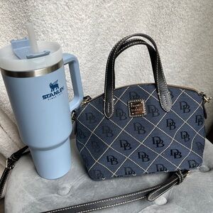 Dooney & Bourke Domed Ruby Navy Black Logo Signature Crossbody Bag Purse